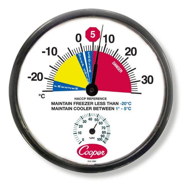 Cooper-Atkins Malaysia 212-159C 12-Inch HACCP Cooler/Freezer Wall Thermometer (Celsius) -25°~35°C,0~100%RH
