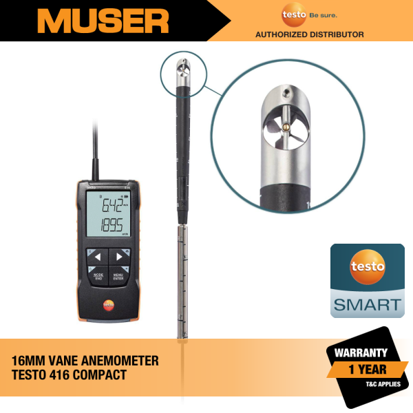 Testo Malaysia 416 (0563 0416) Digital 16 mm Vane Anemometer with App connection