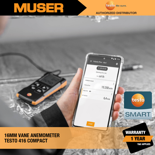 Testo Malaysia 416 (0563 0416) Digital 16 mm Vane Anemometer with App connection