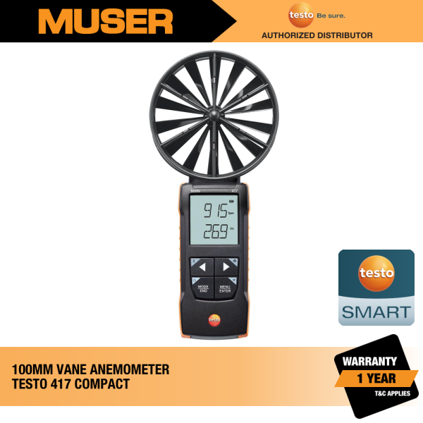 Testo Malaysia 417 (0563 0417) Digital 100 mm Vane Anemometer with App Connection