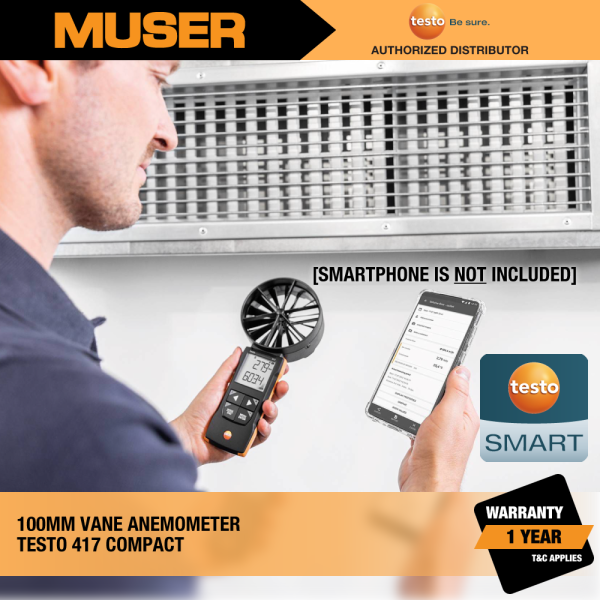 Testo Malaysia 417 (0563 0417) Digital 100 mm Vane Anemometer with App Connection
