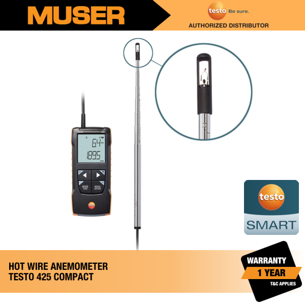 Testo Malaysia 425 (0563 0425) Digital Hot Wire Anemometer with App Connection